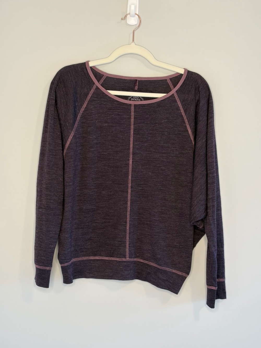 Prana Plum Top with Light Pink Trim M